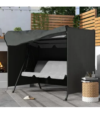 Funda para Balancín de Jardín con Cremallera Cubierta para Muebles de Exterior 205x124x164 cm Gris Oscuro