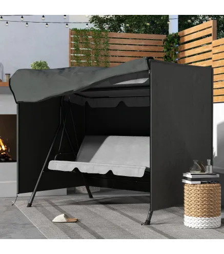 Funda para Balancín de Jardín con Cremallera Cubierta para Muebles de Exterior 205x124x164 cm Gris Oscuro