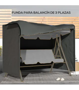 Funda para Balancín de Jardín con Cremallera Cubierta para Muebles de Exterior 205x124x164 cm Gris Oscuro