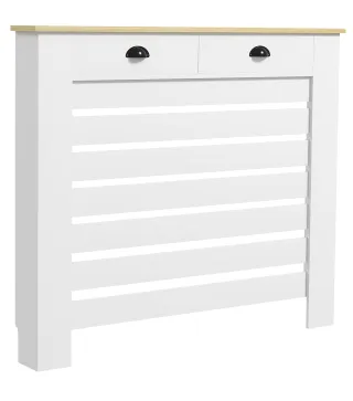 Cubre Radiadores de MDF con 2 Cajones Cubierta para Radiador para Salón Dormitorio Pasillo 111x19x95,5 cm Blanco
