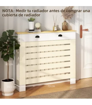 Cubre Radiadores de MDF con 2 Cajones Cubierta para Radiador para Salón Dormitorio Pasillo 111x19x95,5 cm Blanco