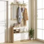Recibidor de Entrada con Espejo Perchero y Zapatero Mueble de Recibidor de 2 Piezas con Ganchos Estantes Cajón Natural