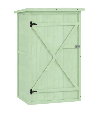 Armario de Jardín de Madera para Exterior para Herramientas con 2 Estantes y Techo Asfáltico 75x56x115 cm Verde