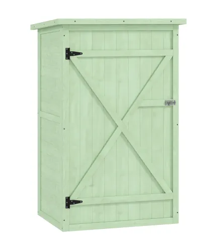 Armario de Jardín de Madera para Exterior para Herramientas con 2 Estantes y Techo Asfáltico 75x56x115 cm Verde