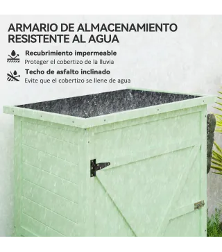 Armario de Jardín de Madera para Exterior para Herramientas con 2 Estantes y Techo Asfáltico 75x56x115 cm Verde