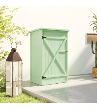 Armario de Jardín de Madera para Exterior para Herramientas con 2 Estantes y Techo Asfáltico 75x56x115 cm Verde