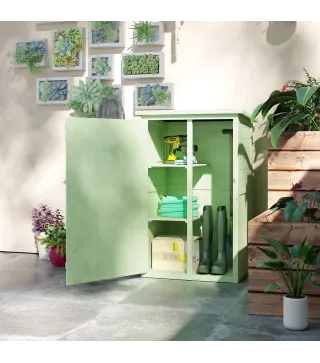 Armario de Jardín de Madera para Exterior para Herramientas con 2 Estantes y Techo Asfáltico 75x56x115 cm Verde