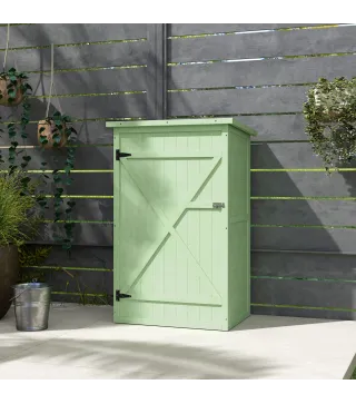 Armario de Jardín de Madera para Exterior para Herramientas con 2 Estantes y Techo Asfáltico 75x56x115 cm Verde