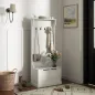 Perchero Zapatero con Banco de Almacenamiento 4 Ganchos Estilo Moderno 71,5x39,5x170 cm Blanco