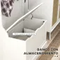 Perchero Zapatero con Banco de Almacenamiento 4 Ganchos Estilo Moderno 71,5x39,5x170 cm Blanco