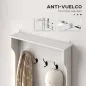 Perchero Zapatero con Banco de Almacenamiento 4 Ganchos Estilo Moderno 71,5x39,5x170 cm Blanco