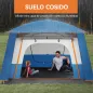 Tienda de Campaña Familiar 5 Personas con 2 Habitaciones Zona de Estar y Protección Impermeable 430x305 cm Gris y Azul
