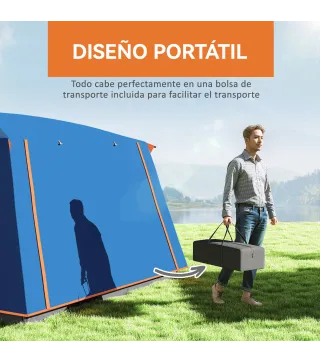 Tienda de Campaña Familiar 4-6 Personas con 2 Habitaciones Zona de Estar y Protección Impermeable 430x305 cm Gris y Azul