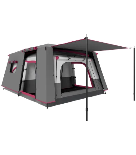 Tienda de Campaña Familiar 4-6 Personas con 2 Habitaciones Zona de Estar y Protección Impermeable 430x305 cm Rojo