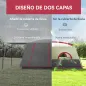 Tienda de Campaña Familiar 5 Personas con 2 Habitaciones Zona de Estar y Protección Impermeable 430x305 cm Rojo