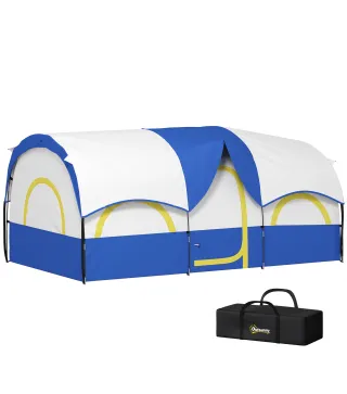 Tienda de Campaña Familiar para 4-6 Personas Impermeable con Dormitorios Independientes 435x251x195 cm Azul y Blanco