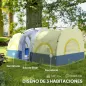 Tienda de Campaña Familiar para 4-6 Personas Impermeable con Dormitorios Independientes 435x251x195 cm Azul y Blanco