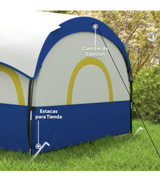 Tienda de Campaña Familiar para 4-6 Personas Impermeable con Dormitorios Independientes 435x251x195 cm Azul y Blanco