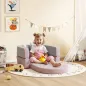 Sofá Infantil Convertible en Cama y Zona de Juego con Cojín de Corona 116x61x14 cm Rosa y Azul Grisáceo