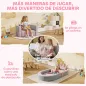 Sofá Infantil Convertible en Cama y Zona de Juego con Cojín de Corona 116x61x14 cm Rosa y Azul Grisáceo