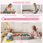 Sofá Infantil Convertible en Cama y Zona de Juego con Cojín de Corona 116x61x14 cm Rosa y Azul Grisáceo