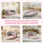 Sofá Infantil Convertible en Cama y Zona de Juego con Cojín de Corona 116x61x14 cm Rosa y Azul Grisáceo