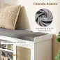 Banco Zapatero con Puertas Frentes de Ratán Estantes Ajustables y Abiertos para Entrada Dormitorio 105x35x47 cm Blanco