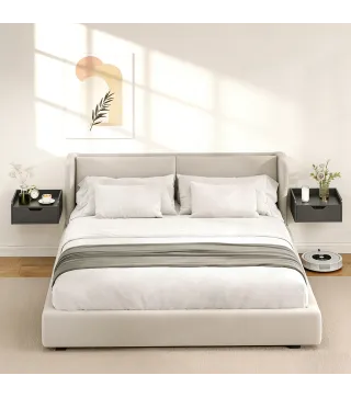 Set de 2 Mesitas de Noche de Pared Mesillas Flotantes con 1 Cajón para Dormitorio Habitación 40x30x19,5 cm Negro