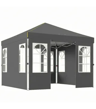 Carpa Plegable 3x3 m Pop-up con UPF50+ 4 Laterales Desmontables Altura Ajustable y Bolsa de Transporte Gris Oscuro