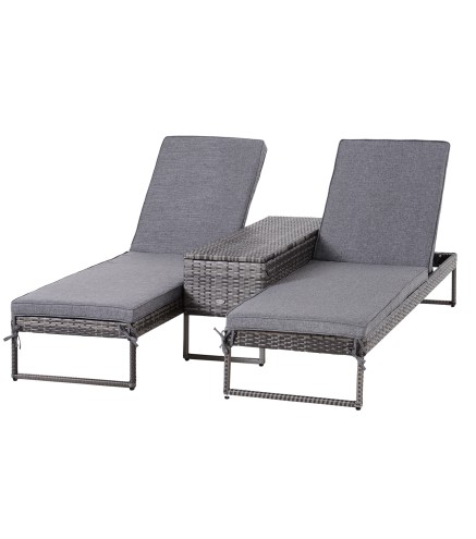 Conjunto 2 Tumbonas y 1 Mesa de Ratán