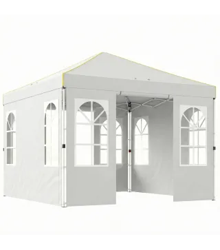 Carpa Plegable 3x3 m Pop-up con UPF50+ 4 Laterales Desmontables Altura Ajustable y Bolsa de Transporte Blanco