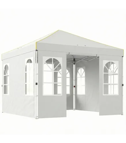 Carpa Plegable 3x3 m Pop-up con UPF50+ 4 Laterales Desmontables Altura Ajustable y Bolsa de Transporte Blanco