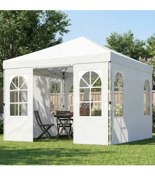 Carpa Plegable 3x3 m Pop-up con UPF50+ 4 Laterales Desmontables Altura Ajustable y Bolsa de Transporte Blanco