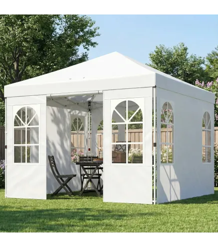 Carpa Plegable 3x3 m Pop-up con UPF50+ 4 Laterales Desmontables Altura Ajustable y Bolsa de Transporte Blanco