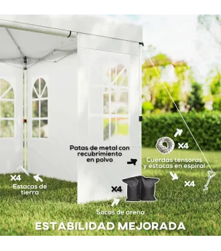 Carpa Plegable 3x3 m Pop-up con UPF50+ 4 Laterales Desmontables Altura Ajustable y Bolsa de Transporte Blanco