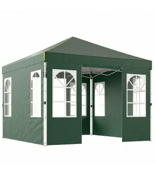 Carpa Plegable 3x3 m Pop-up con UPF50+ 4 Laterales Desmontables Altura Ajustable y Bolsa de Transporte Verde