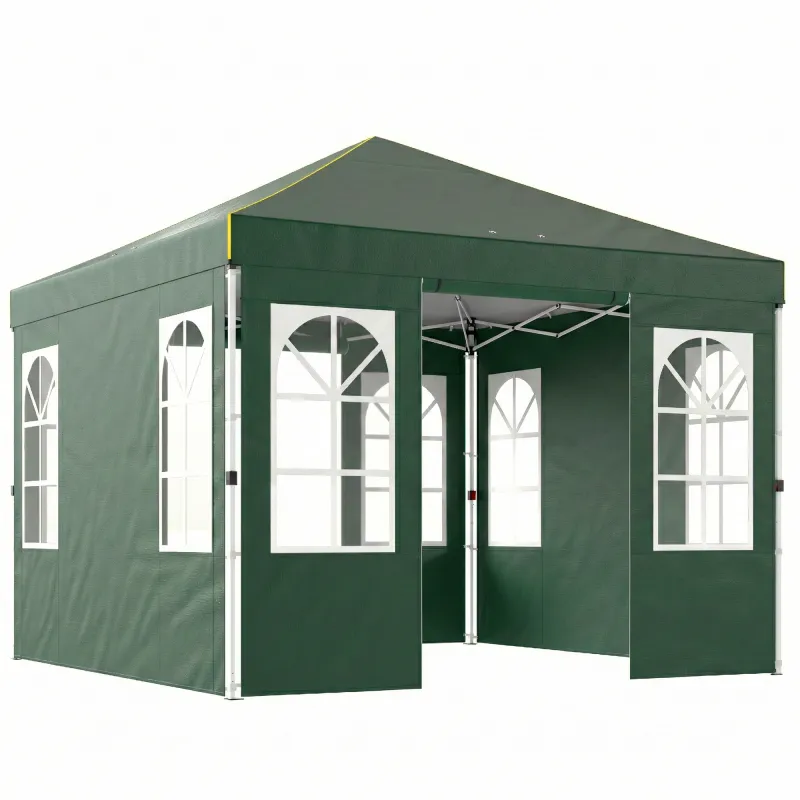 Carpa Plegable 3x3 m Pop-up con UPF50+ 4 Laterales Desmontables Altura Ajustable y Bolsa de Transporte Verde