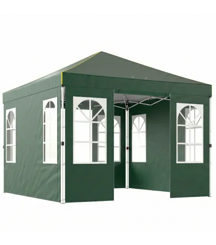 Carpa Plegable 3x3 m Pop-up con UPF50+ 4 Laterales Desmontables Altura Ajustable y Bolsa de Transporte Verde