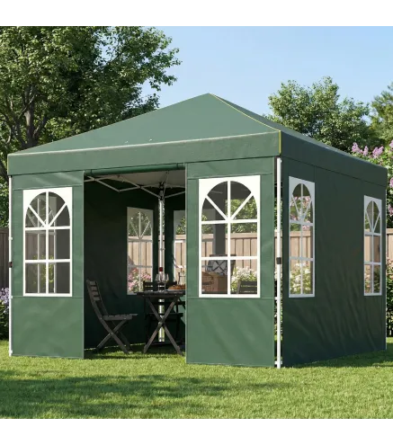 Carpa Plegable 3x3 m Pop-up con UPF50+ 4 Laterales Desmontables Altura Ajustable y Bolsa de Transporte Verde