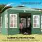 Carpa Plegable 3x3 m Pop-up con UPF50+ 4 Laterales Desmontables Altura Ajustable y Bolsa de Transporte Verde