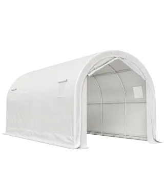 Garaje Exterior para Coche 3x6 m Impermeable con Tejido PE Resistente Marco de Metal Galvanizado UPF 30+ Blanco