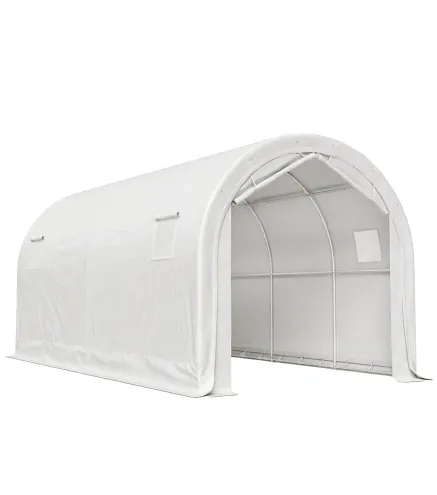 Garaje Exterior para Coche 3x6 m Impermeable con Tejido PE Resistente Marco de Metal Galvanizado UPF 30+ Blanco