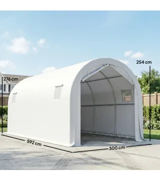 Garaje Exterior para Coche 3x6 m Impermeable con Tejido PE Resistente Marco de Metal Galvanizado UPF 30+ Blanco