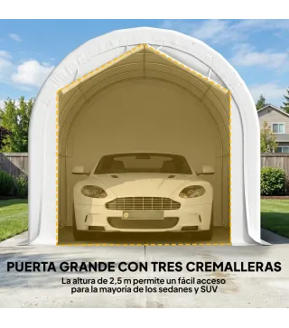 Garaje Exterior para Coche 3x6 m Impermeable con Tejido PE Resistente Marco de Metal Galvanizado UPF 30+ Blanco
