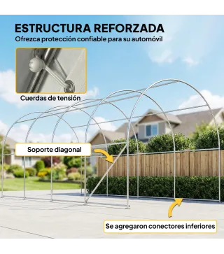 Garaje Exterior para Coche 3x6 m Impermeable con Tejido PE Resistente Marco de Metal Galvanizado UPF 30+ Blanco