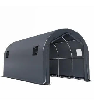 Garaje Exterior para Coche 3x6 m Impermeable con Tejido PE Resistente Marco de Metal Galvanizado UPF 30+ Gris Oscuro