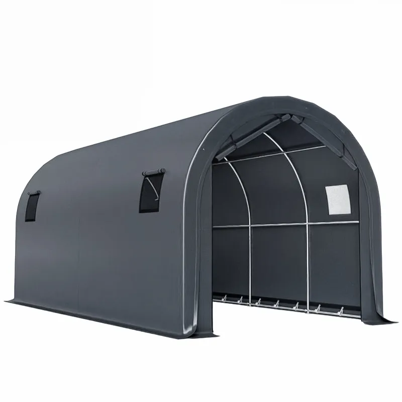 Garaje Exterior para Coche 3x6 m Impermeable con Tejido PE Resistente Marco de Metal Galvanizado UPF 30+ Gris Oscuro
