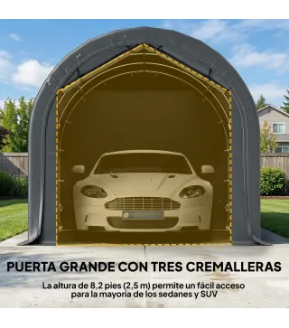 Garaje Exterior para Coche 3x6 m Impermeable con Tejido PE Resistente Marco de Metal Galvanizado UPF 30+ Gris Oscuro