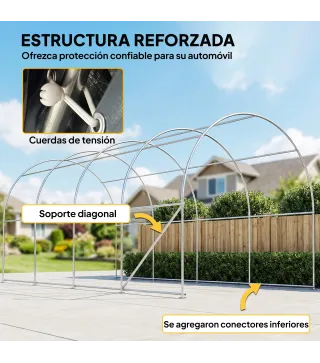 Garaje Exterior para Coche 3x6 m Impermeable con Tejido PE Resistente Marco de Metal Galvanizado UPF 30+ Gris Oscuro