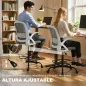 Silla de Escritorio de Malla Silla de Dibujo con Reposabrazos Abatibles Altura Ajustable Reposapiés Gris